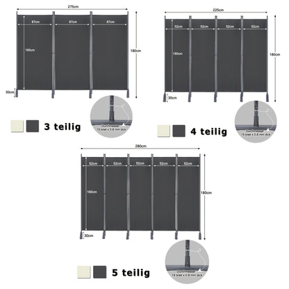 Paravent Paravents Room Divider Windshield Spanish Anthracite/Beige Foldable Partition Balcony Privacy Screen Partition Wall