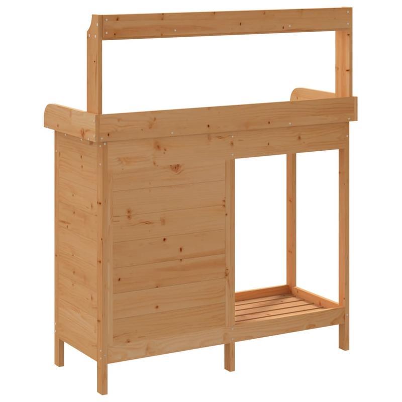 Tuinwerkbank – Buitenwerkbank – Werktafel – Tuinmeubel – Tuinkast – Stevig Vurenhout – Ruim Werkblad 110,5x45 cm – Bruin