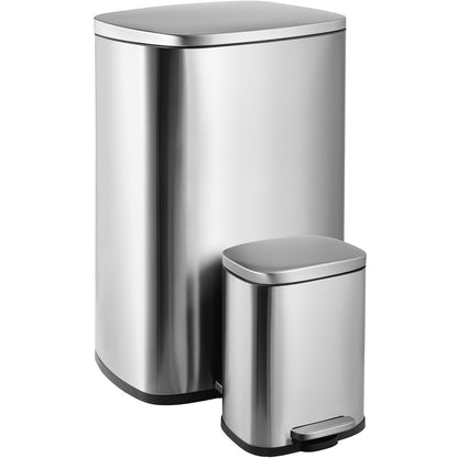 Prullenbak – Afvalbak – Vuilnisbak – Waste Bin – Afvalemmer – 55 Liter + 5L Binnenemmer – Roestvrij Staal – Voetpedaal Met Stil Sluitmechanisme – Anti-vingerafdruk Coating