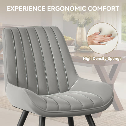 Eetkamerstoel – Loungestoel – Armstoel – Bureaustoel – Huiskamerstoel – Ergonomisch Design – Kunstleren Bekleding – Set van 2 – Donkergrijs