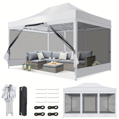 Partytent – Paviljoen – Feesttent – Tuintent – Opvouwbare Gazebo – 3x4,5 Meter – Met 4 Afneembare Mesh Zijwanden – Diepblauw