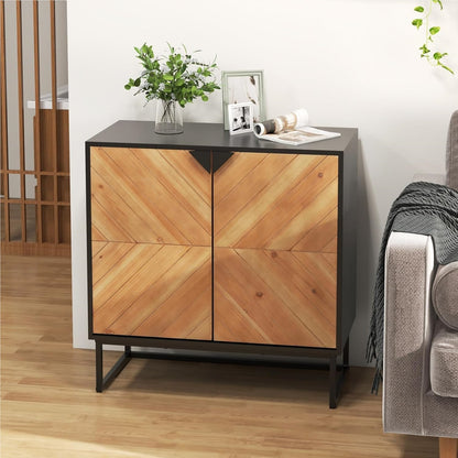 Sideboard – Dressoir – Kast – Buffetkast – Opbergkast – Modern Design – MDF Metalen Pooten – 80x40x80 cm – Zwart