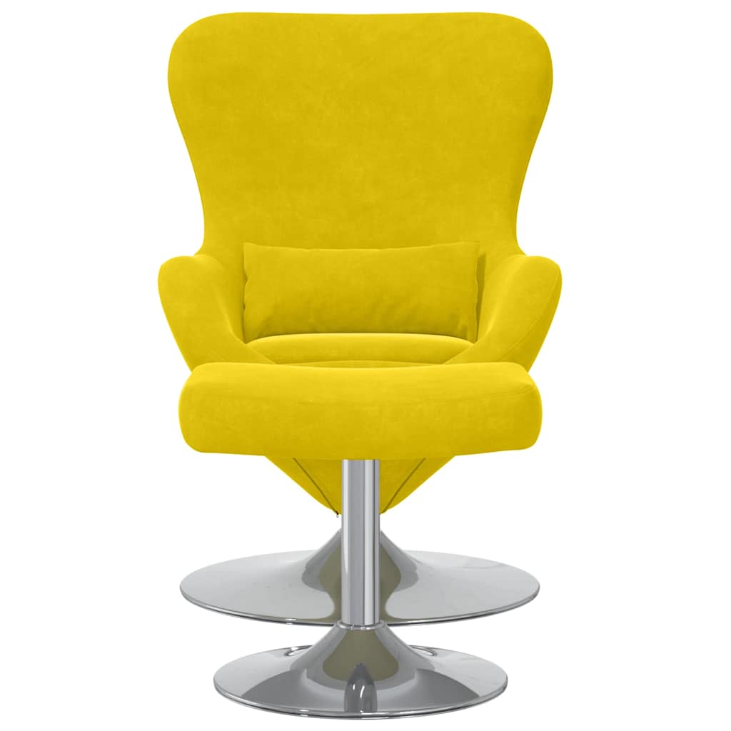 Fauteuil – Relaxstoel – Loungefauteuil – Draaistoel – Oorfauteuil – Geel Met Voetensteun – Fluweelstof – 360° Draaibaar