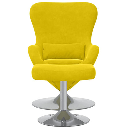Fauteuil – Relaxstoel – Loungefauteuil – Draaistoel – Oorfauteuil – Geel Met Voetensteun – Fluweelstof – 360° Draaibaar