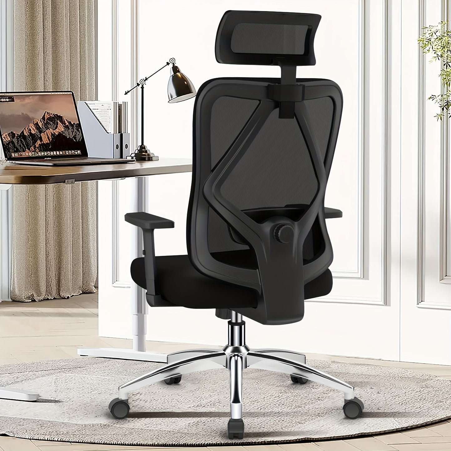 Bureaustoel – Office Chair – Gamestoel – Draaistoel – Bureaustoelen Voor Volwassenen – Ergonomisch Design – Verstelbare Lendensteun & Hoofdsteun – Roestvrij Stalen Frame – Kantelfunctie 135° – Geschikt Voor Harde Vloer