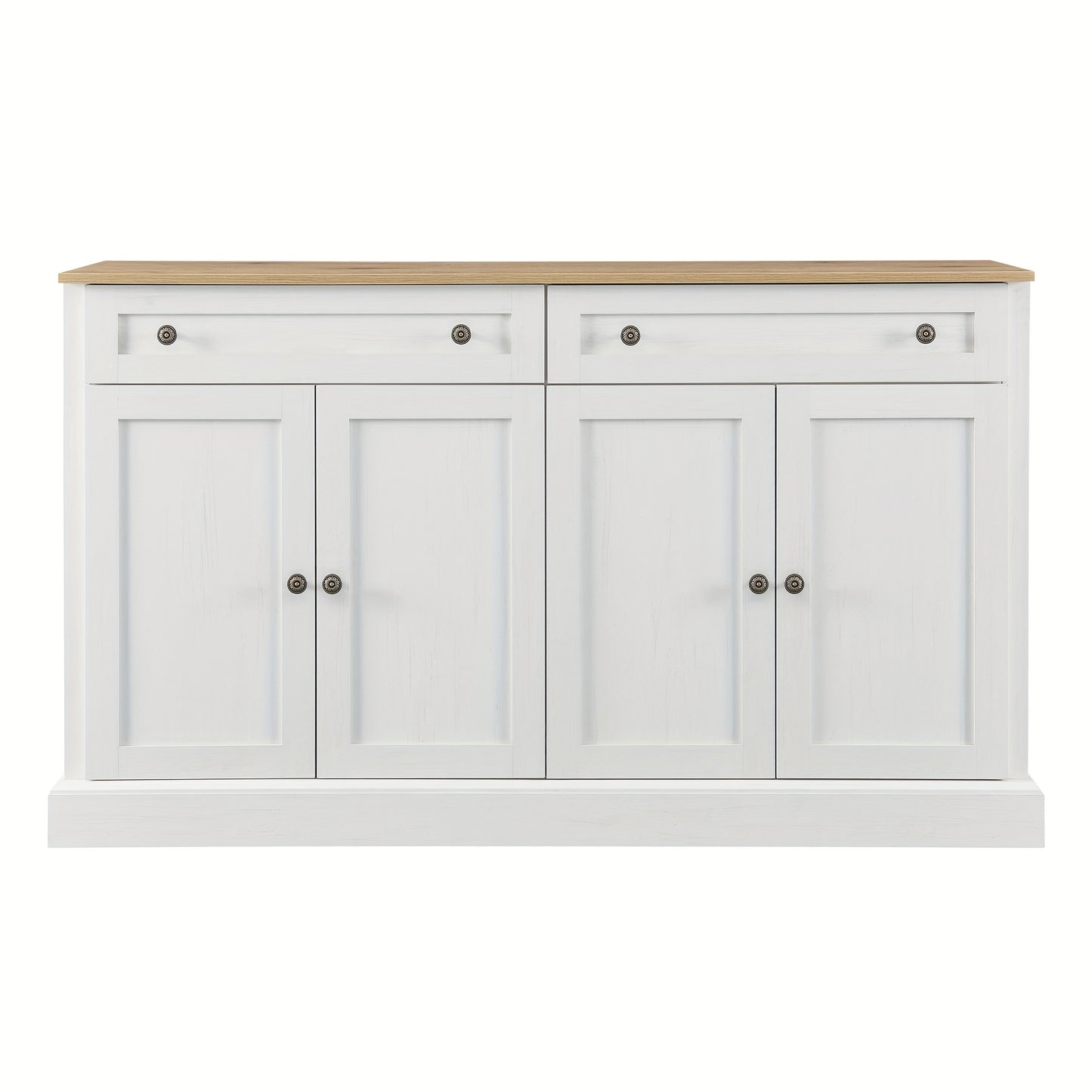 Opbergkast – Opbergmeubel – Kledingkast – Schoenenkast – Witte Kast – Ruime Indeling Met 4 Deuren & 2 Laden – Stevige Vrijstaande Constructie 150x86x40 cm
