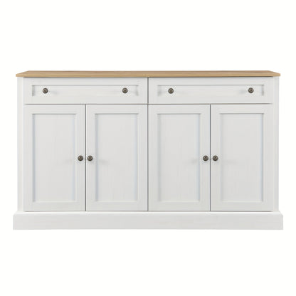 Opbergkast – Opbergmeubel – Kledingkast – Schoenenkast – Witte Kast – Ruime Indeling Met 4 Deuren & 2 Laden – Stevige Vrijstaande Constructie 150x86x40 cm