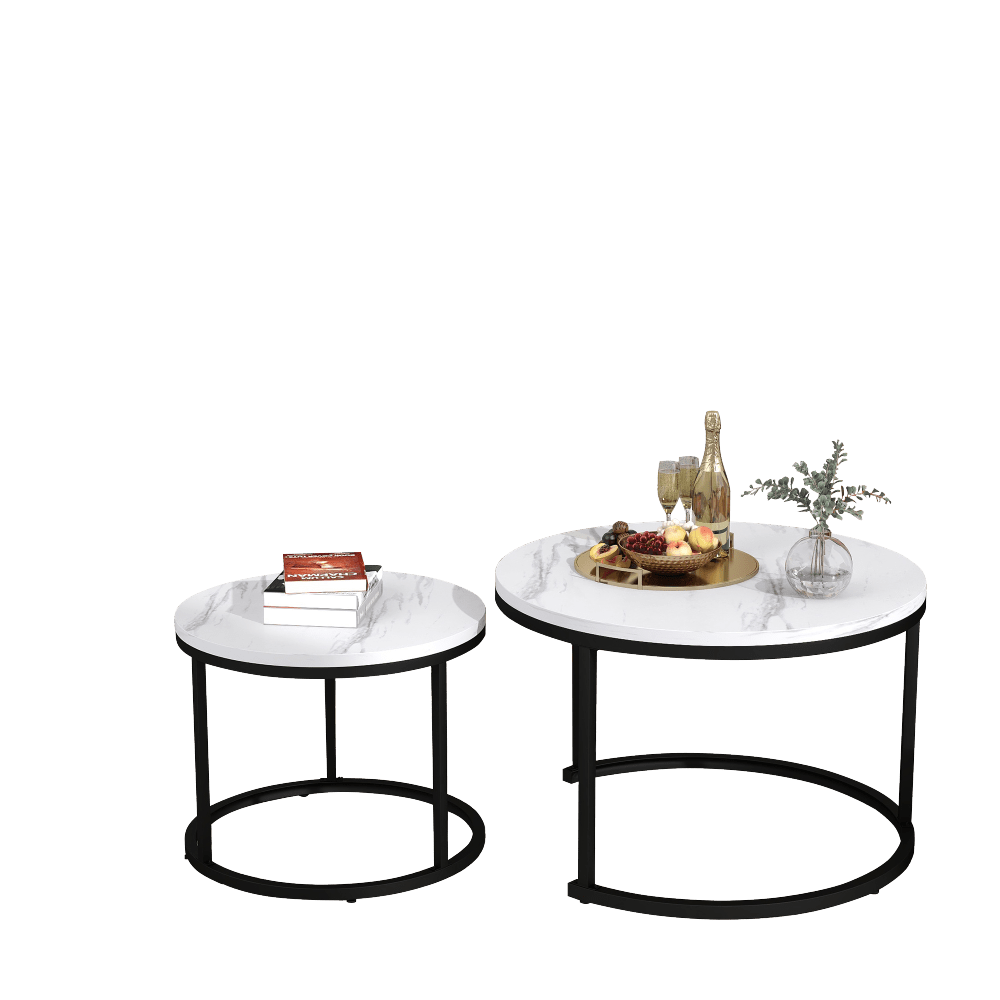 Ronde Bijzettafels – Salontafel – End Table – Nesting Tafels – Woonkamer Tafels – Set Van 2 – Hoogwaardig Metaal – Ruimtebesparend Design