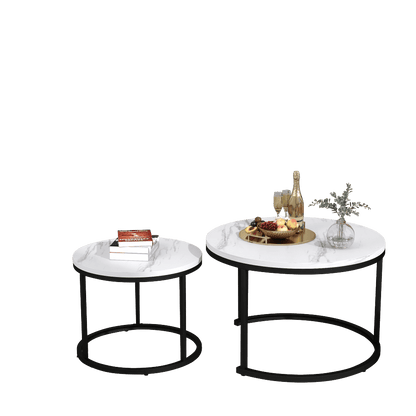 Ronde Bijzettafels – Salontafel – End Table – Nesting Tafels – Woonkamer Tafels – Set Van 2 – Hoogwaardig Metaal – Ruimtebesparend Design