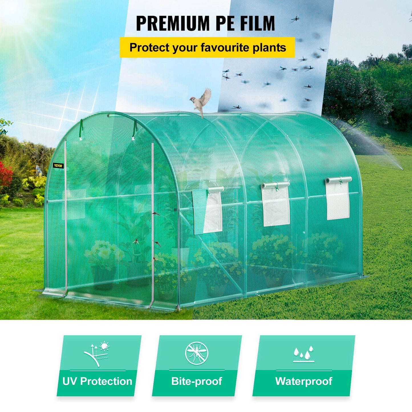 Walk-in Tunnel Kas – Tunnelkas – Kweekkas – Groentenkas – Plantenkas – Gegalvaniseerd Stalen Frame – Waterdichte UV-bestendige PE-folie