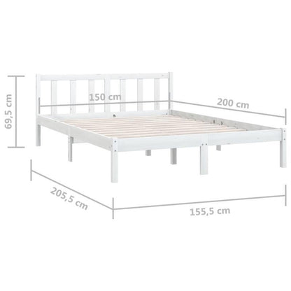 White Solid Pine Bed Frame 150x200cm King Size Practical, removable, suitable for all seasons, Home Bedding, Allseason Bed, Clean Aesthetic, Contemporary Design, Durable Construction, Highquality Wood, Easy Assembly, Practica