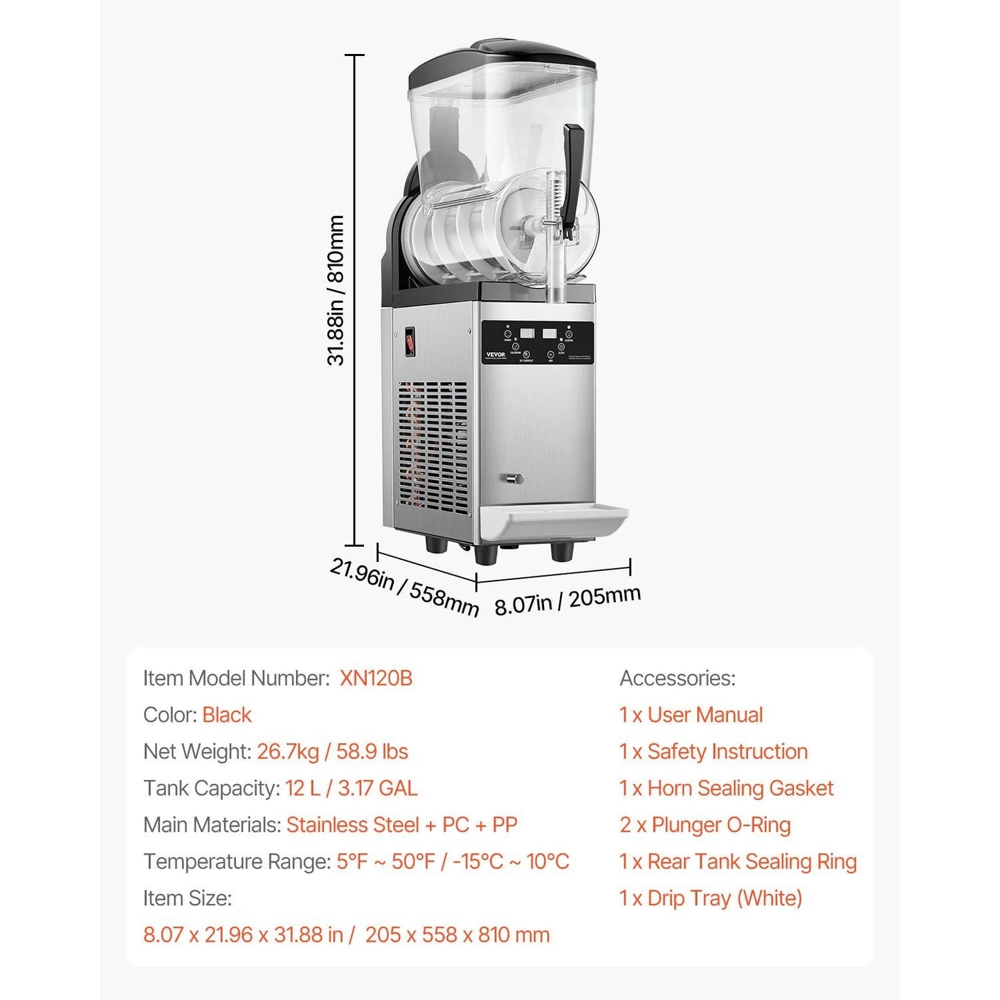 Slushiemachine – IJsdrankjesmaker – Smoothiemachine – Cocktailmachine – 12 Liter Capaciteit – Slush Machine - Temperatuurregeling – Roestvrijstalen Behuizing