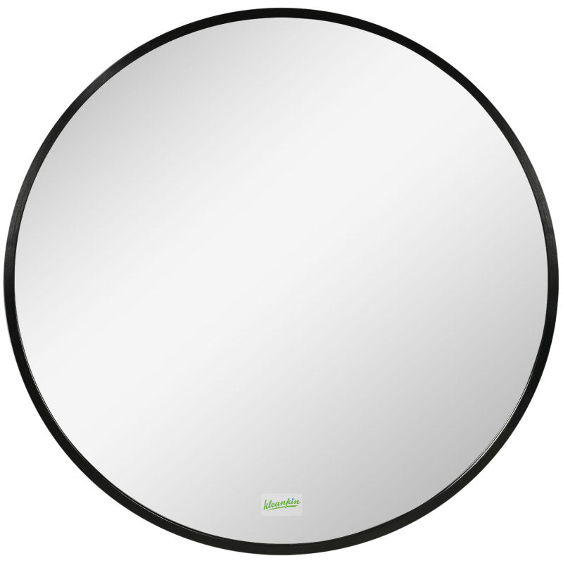 Wandspiegel – Passpiegel – Badkamerspiegel – Hangspiegel – Ronde Spiegel – 50 cm Diameter – Zwart Aluminium Frame – IP44 Waterbestendig – Antispat en Anti-condens Glas