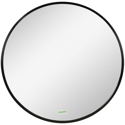 Wandspiegel – Passpiegel – Badkamerspiegel – Hangspiegel – Ronde Spiegel – 50 cm Diameter – Zwart Aluminium Frame – IP44 Waterbestendig – Antispat en Anti-condens Glas