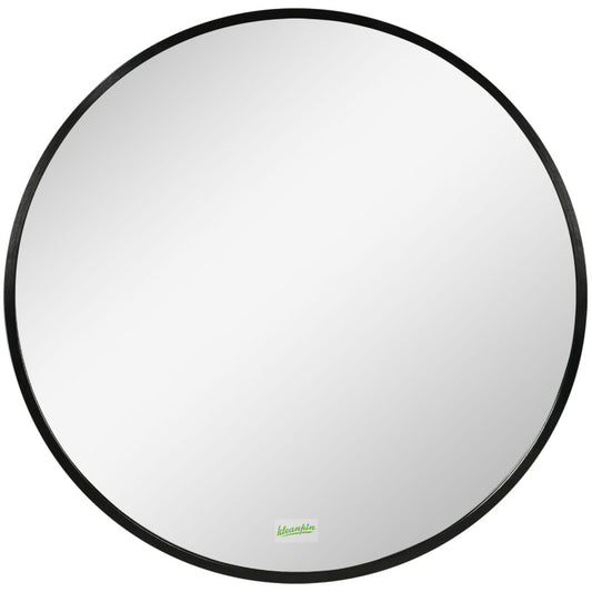 Wandspiegel – Passpiegel – Badkamerspiegel – Hangspiegel – Ronde Spiegel – 50 cm Diameter – Zwart Aluminium Frame – IP44 Waterbestendig – Antispat en Anti-condens Glas