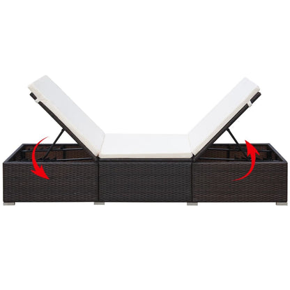 Poly Rattan Loungebank – Tuinbank – Ligbed - Loungeset – Ligstoel - Outdoor Bank – Instelbaar – Waterbestendig PE Rattan – Gepoedercoat Stalen Frame
