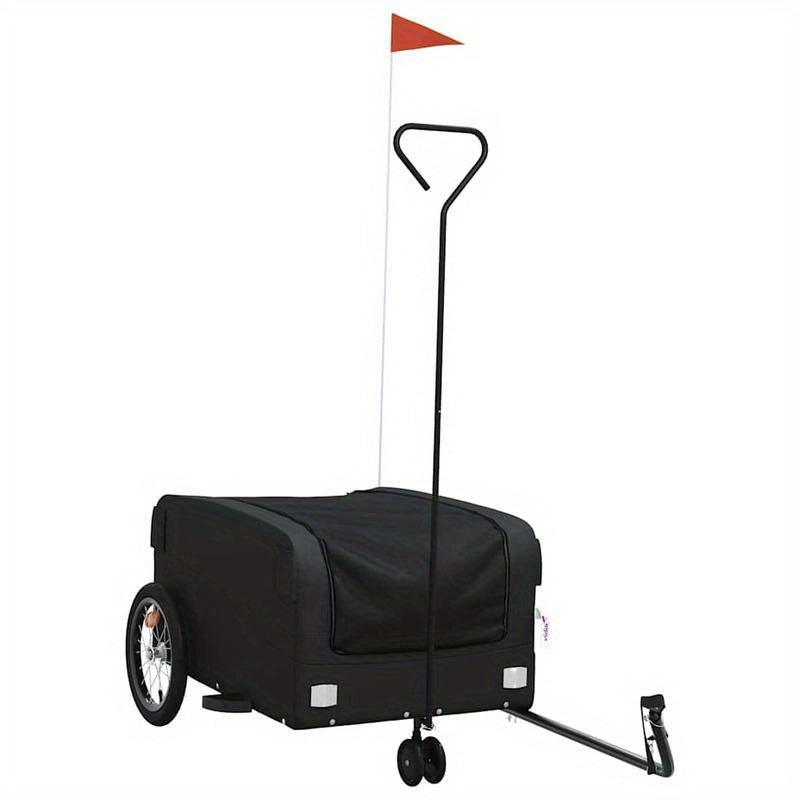 Fietskar – Fietstrolley – Bike Trailer – Kinderaanhanger – Bolderkar – Zwarte Kleur – Maximaal 45 kg Draagvermogen – Stevig Stalen Frame