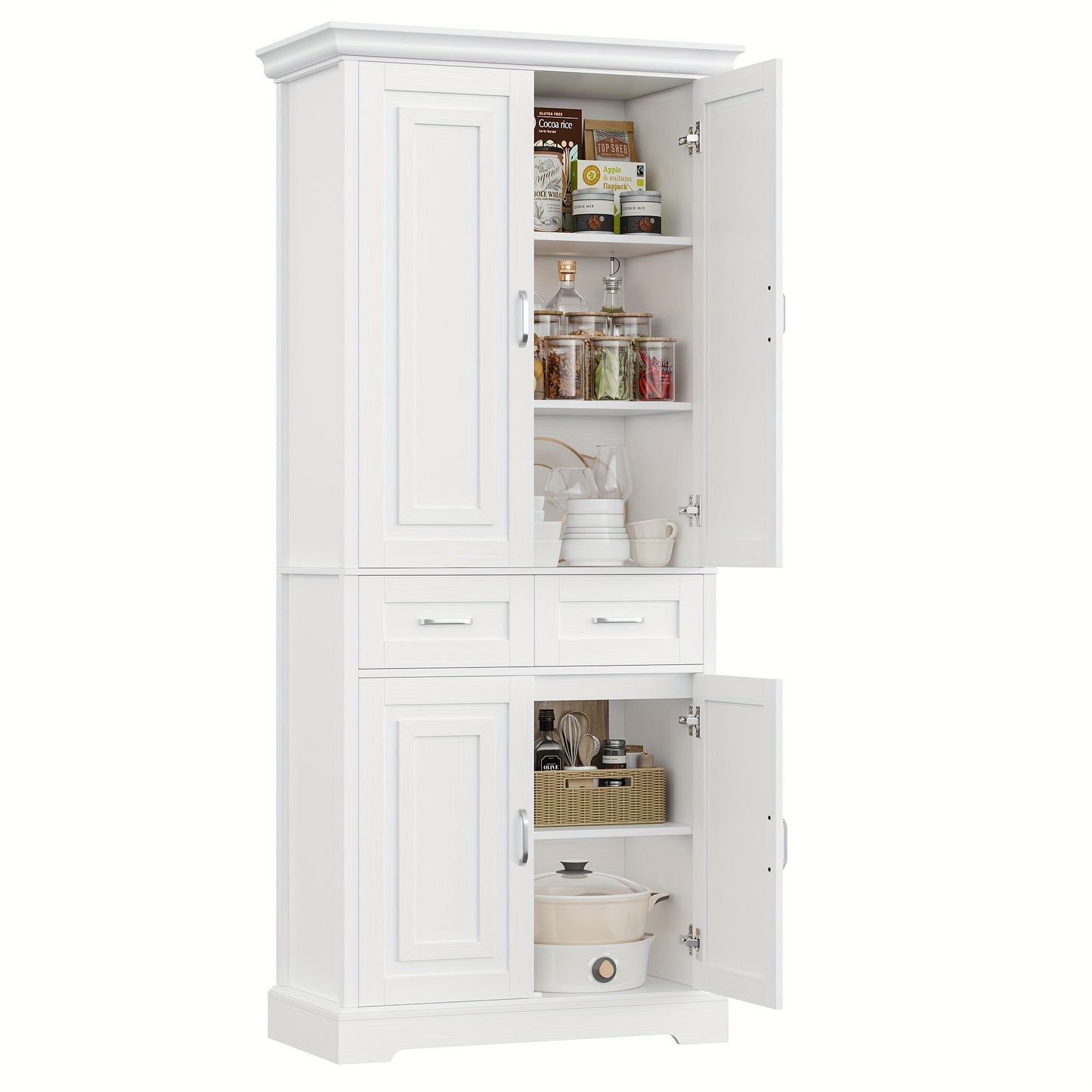 Kast – Opbergkast – Dressoir – Kledingkast – Ladekast – Modern Wit – Stevig Hout & Spaanplaat – Grote Opbergruimte