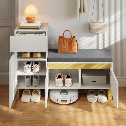 Large-capacity Entryway Shoe Cabinet | Multi-tier Storage Cabinet, Modern Minimalist Design, Home Storage with Drawers and Doors, Metal Material