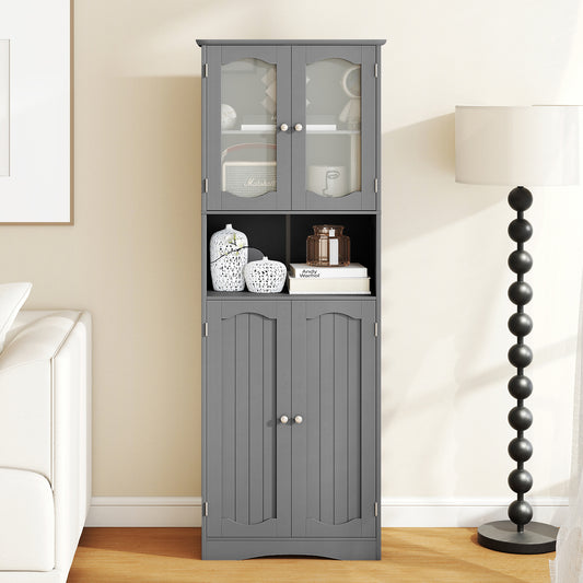 Badkamerkast – Opbergkast – Kolomkast – Badkamermeubel – Wastafelonderkast – 164 cm Hoog – MDF Met Gehards Glas
