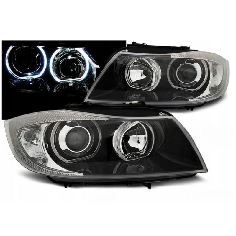 Koplampen BMW E90 – Autolampen – Led Verlichting – Angel Eyes – Auto Lichtunits – H7 Compatible – Witte LED Parklichten – Elektrische Hoogteverstelling