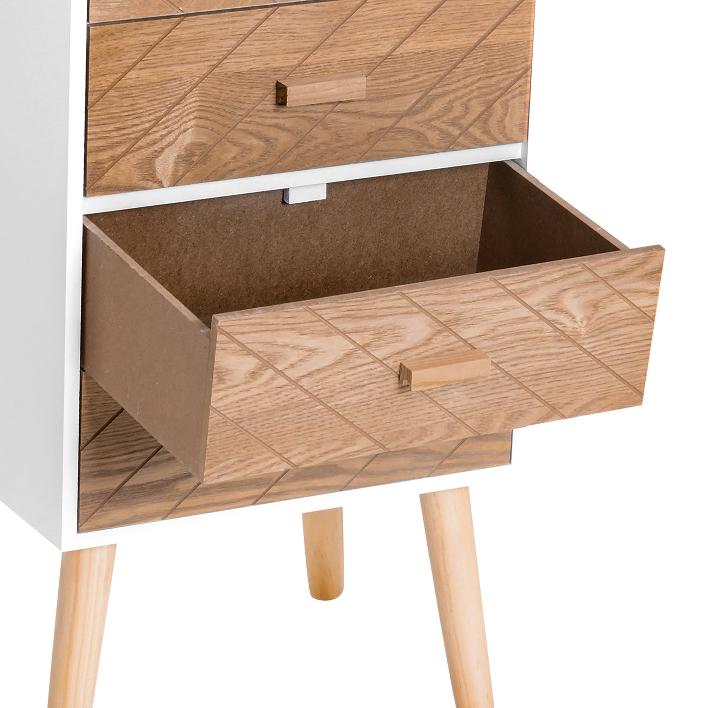 Scandinavisch Nachtkastje – Bedkastje – Ladeblok – Opbergkast – Dressoir – Compact Formaat 40x30x75 cm – Massief Hout & MDF