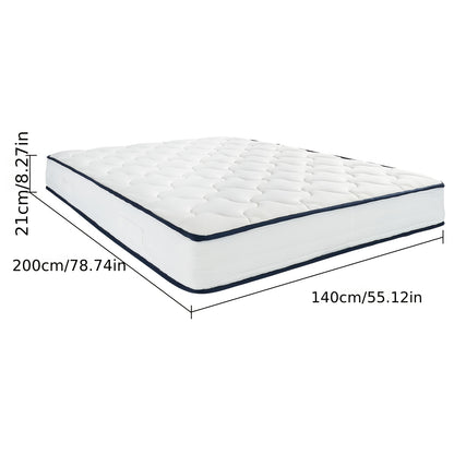Matras – Pocketveringmatras – Tweepersoonsmatras – 7-zones matras – Koudschuimmatras – 140x200 cm – Medium-firm H3 – 21 cm hoog met foamlaag en ademende microfiber hoes
