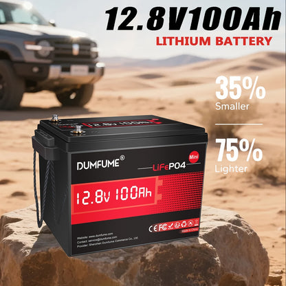 Lithium Accu – LiFePO4 Batterij – Elektrische Accu – Camper Accu – Boot Accu – 12V 100Ah – 100A BMS Bescherming – 1280W Hoog Vermogen – 6000 Levensduur Cycli