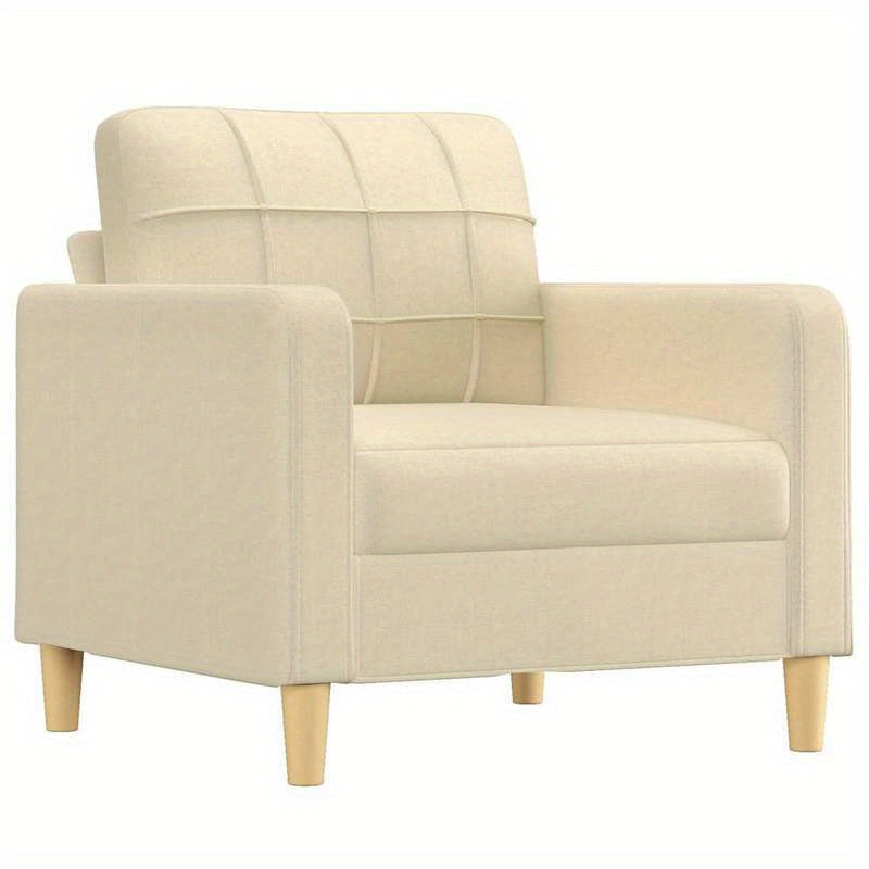 Eenpersoonsbank – Fauteuil – Zitzetel – Lounge Stoel – Sofa – Crème – Stevig MDF Frame – Handmatig Verstelbare Rugleuning