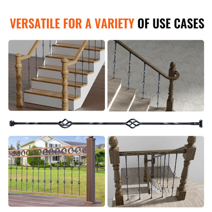 Stalen Balusters – Trapspijlen – Leuningpalen – Balustrade Spijlen – Trapleuningen – Gegalvaniseerd Staal – Set van 10 – Dubbel Mandje Design – Eenvoudig Af te Korten