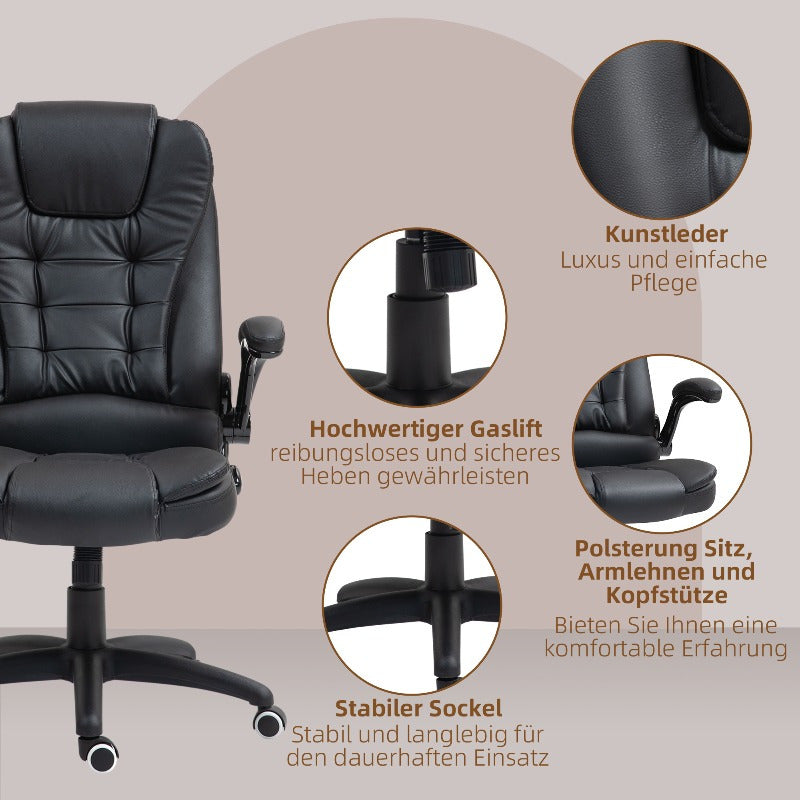 Ergonomische Bureaustoel – Office Chair – Werkstoel – Desk Chair – Draaistoel – Verstelbare Hoogte – Kantelfunctie Met Opklapbare Armleuningen