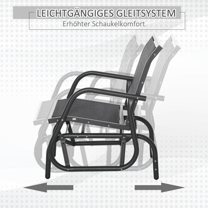 Tuinstoel – Schommelbank – Tuinbank – Loungestoel – Buitenbank – Metalen Frame – Ademend Mesh – Schommelfunctie – 2-Persoons – 120x70x88 cm