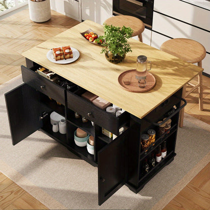 Heavy-Duty Metal Kitchen Island Cart with Worktop - Mobile Kitchen Storage Cabinet, 2 Drawers & 6 Compartments, Space-Saving Rolling Kitchen Organizer with Cabinet, for Small/Large Kitchens, Dining Room, or Home - Easy Assemb