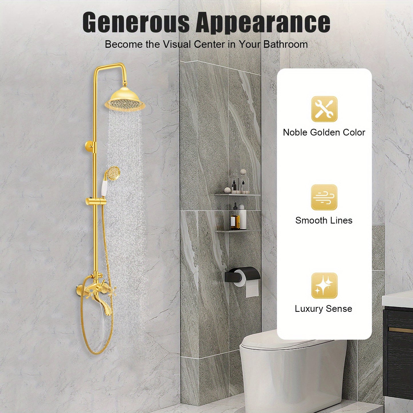 Doucheset – Douchekraan – Shower Fitting – Regendouche – Handdouche – 4-in-1 Functie – Verstelbare 73-116 cm Glijstang