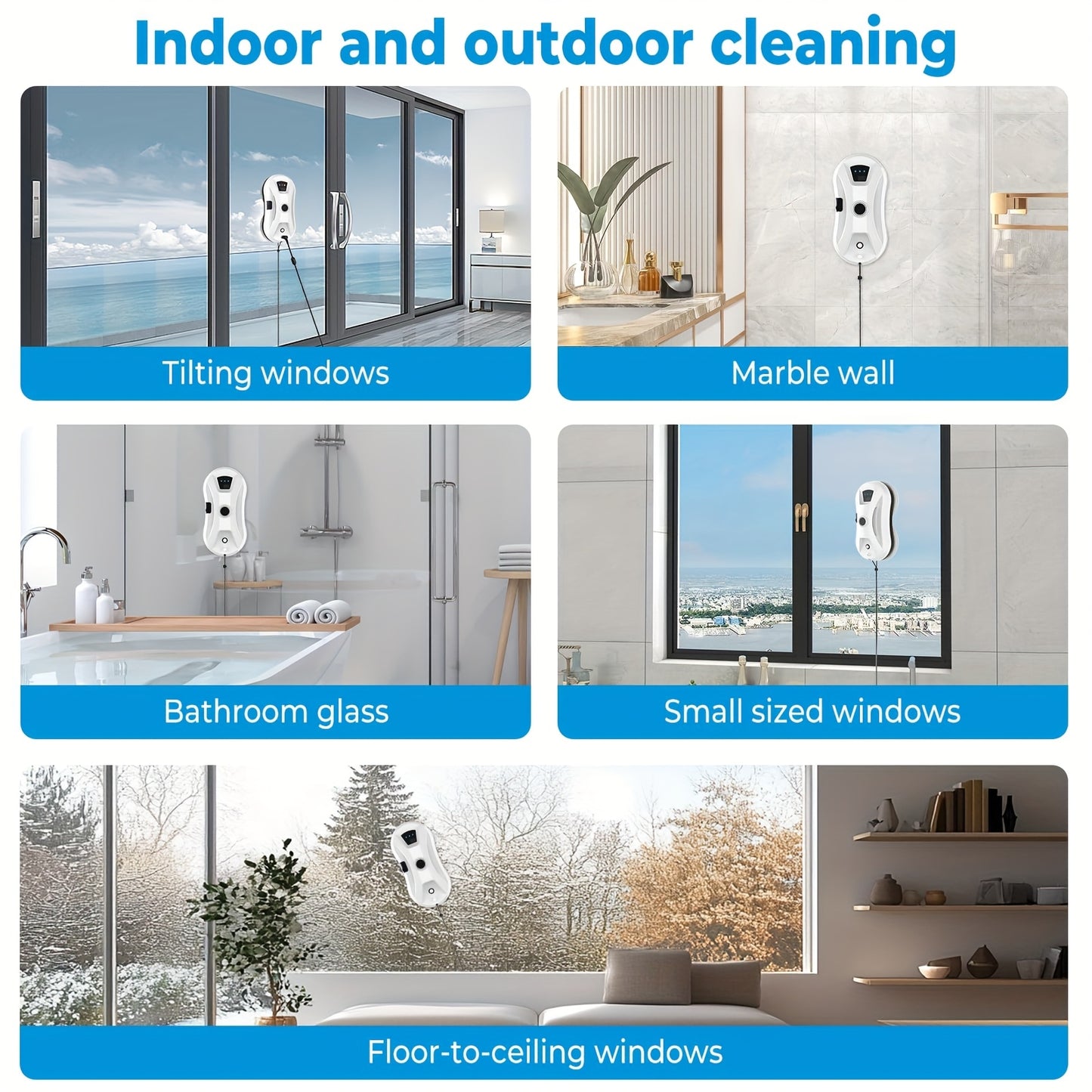 Raamrobot – Ramenwasser – Ruitenreiniger – Raamwisser – Window Cleaner – Krachtige Zuigkracht 5600Pa – Automatische Waterverneveling Met Afstandsbediening