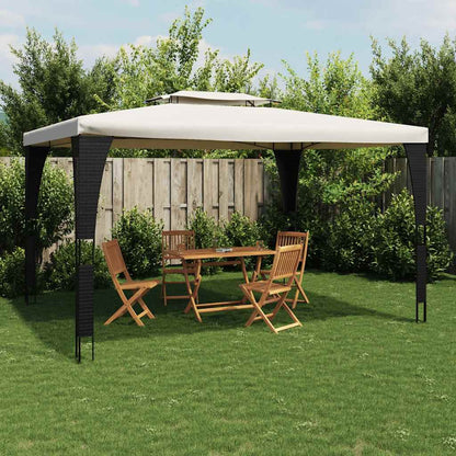 Partytent – Prieel – Tuinpaviljoen – Tuintent – Overkapping – Stevig roestvrijstalen frame – Ventilerend dubbel polyester dak 3,98x2,98 m Cream