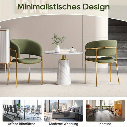 Eetkamerstoelen – Stoelen – Kuipstoelen – Eettafelstoelen – Woonkamerstoelen – Corduroy Bekleding – Verstelbare Poten – Set van 4 – Groen – Moderne Schuine Metalen Poten