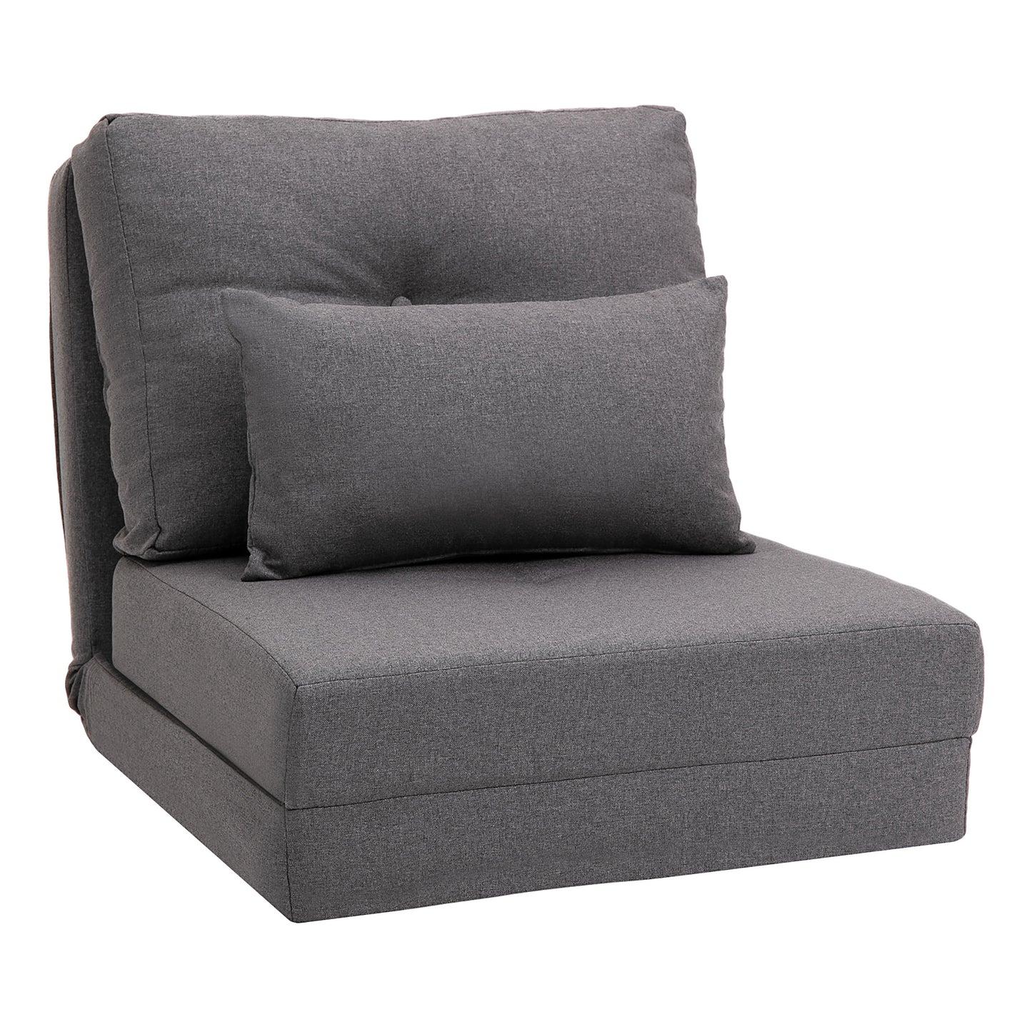 Vloersofa – Vloerstoel – Slaapbank – Relaxstoel – Loungefauteuil – 2-in-1 Opvouwbaar Bed – Verstelbare Rugleuning – Linnen Bekleding – Donkergrijs