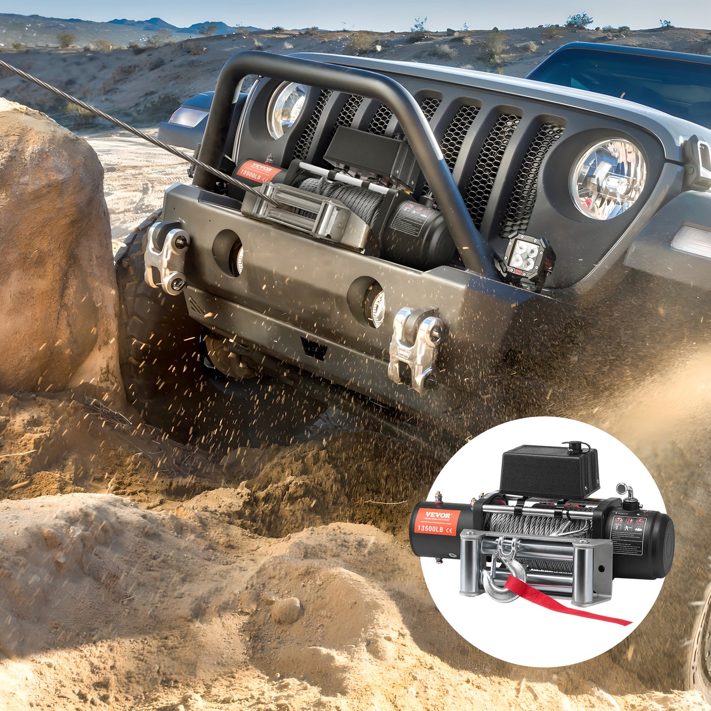 Elektrische Kabellier – Elektrische Lier – Kabelwinch – Motorlier – Offroad Lier – 12V 6123 Kg Trekvermogen – Afstandsbediening