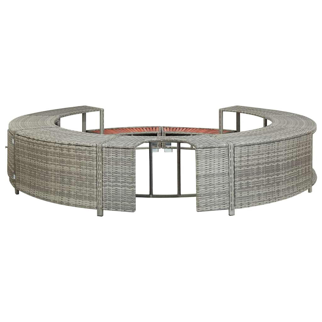 Hot Tub Afwerkset – Spa Rand Bescherming – Jacuzzi Ombouwset – Hot Tub Renovatie Kit – Zwarte Spa Accessoires – Waterbestendig Eucalyptus Hout – Ingebouwde Opbergruimte Met Batterijvak - Grijs