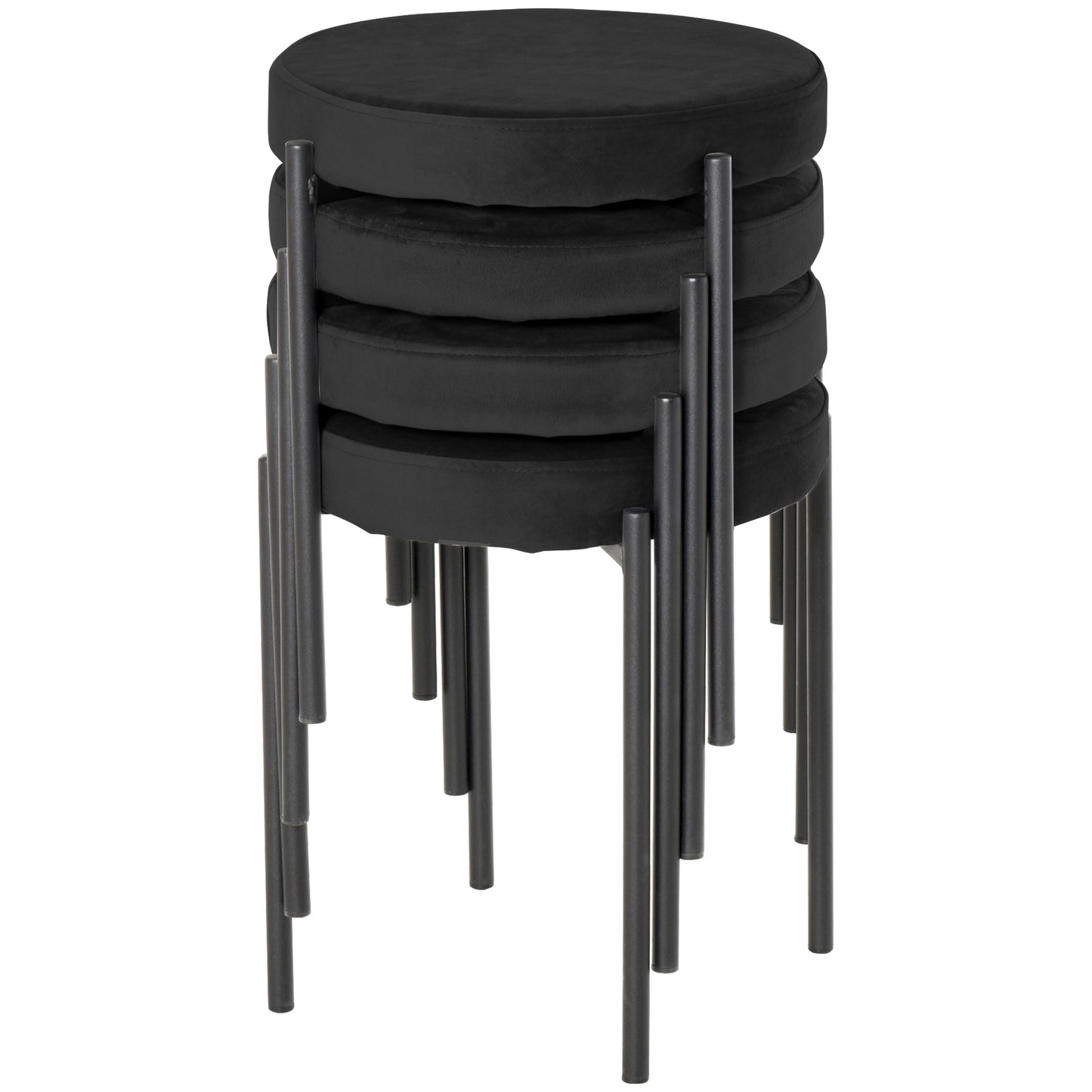 Eetkamerstoel – Stoel – Kuipstoel – Meubel – Zitstoel – Zwarte Velvet Bekleding – Stapelbaar & Lichtgewicht – 41,5x41,5x46 cm