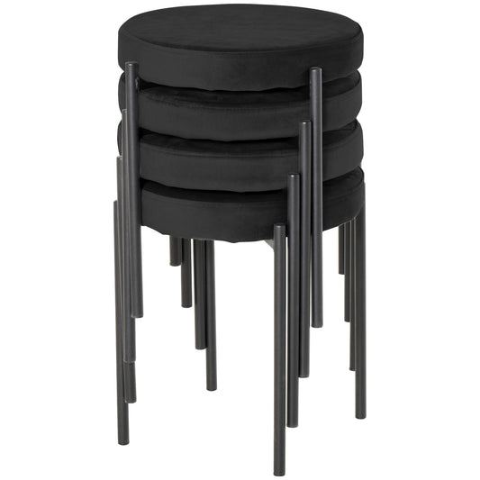Eetkamerstoel – Stoel – Kuipstoel – Meubel – Zitstoel – Zwarte Velvet Bekleding – Stapelbaar & Lichtgewicht – 41,5x41,5x46 cm