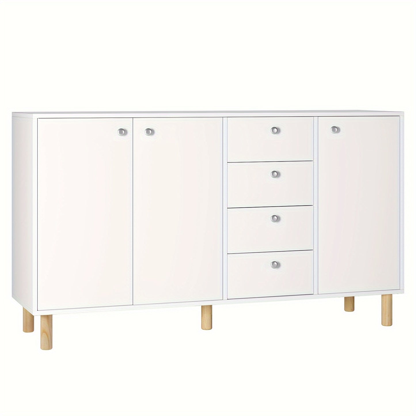 Kast – Dressoir – Opbergkast – Ladekast – Kabinet – Wit Hout – Ruime Opbergruimte – Stevig & Duurzaam Design