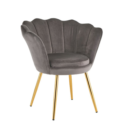 Fauteuil – Loungefauteuil – Relaxstoel – Zitstoel – Velvet Fauteuil Tortora – Gouden Poten – Zacht Schuim – 69x71x84 cm