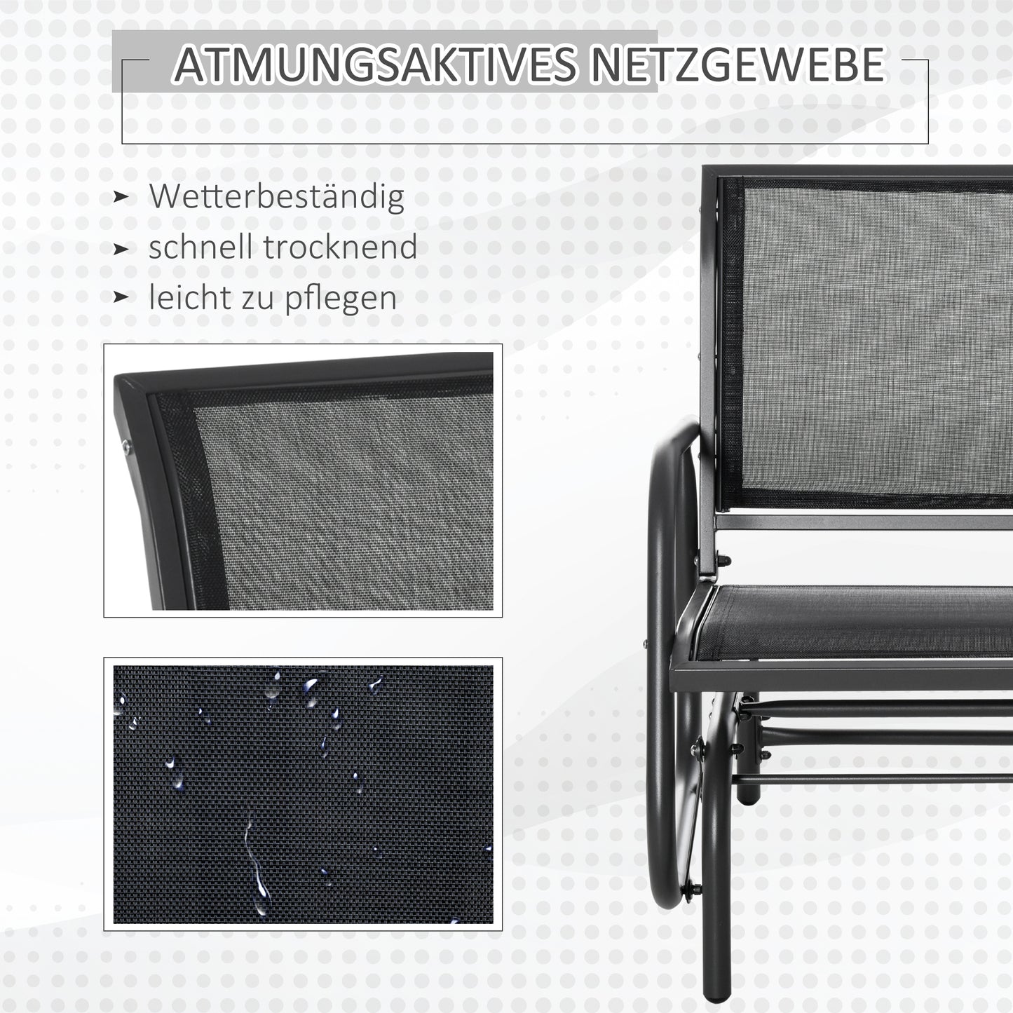 Tuinschommelbank – Tuinbank – Schommelstoel – Tuinmeubel – Loungestoel – Metalen Frame – Ademend Mesh – 2 Personen – Draagvermogen 200 kg