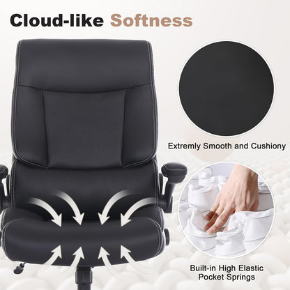 Ergonomische Bureaustoel – Grote Bureaustoel – Zware Bureaustoel – Bureau Stoel – Comfortabele Werkstoel – Zwart – Memory Foam Zitting – Max 226,8 kg Belastbaar