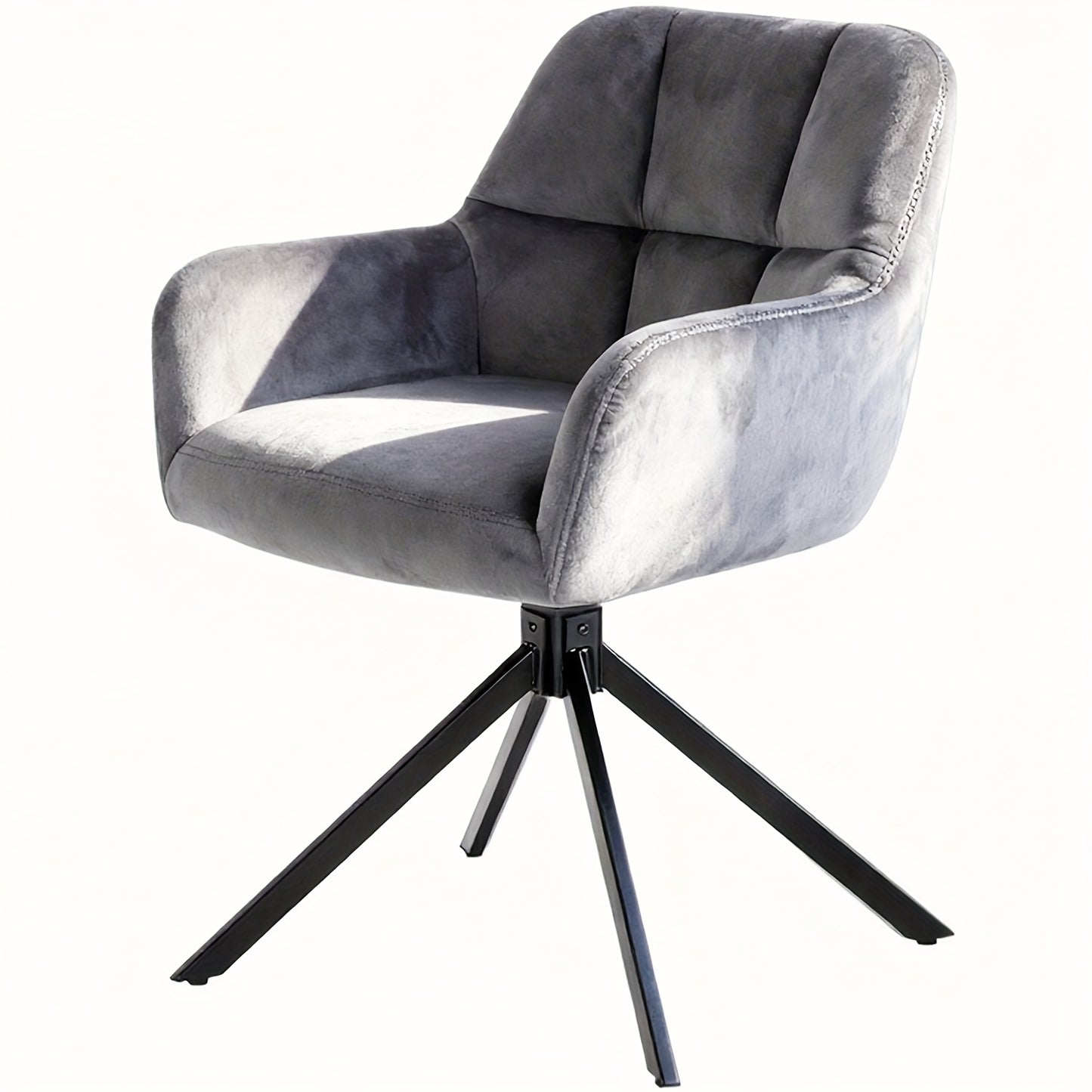 Eetkamerstoel – Stoel – Kuipstoel – Designstoel – Keukenstoel – Beige Velvet Bekleding – Comfortabel Memory Foam – Draaibaar Metalen Frame