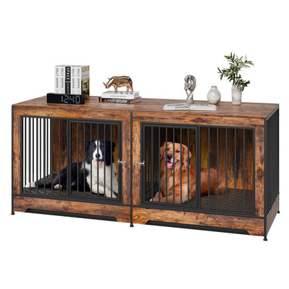 Hondenbench – Hondenkooi – Hondenhok – Bench – Kamerkennel – Houten Design – Verstelbare Scheidingswand – Praktische Ladebakken