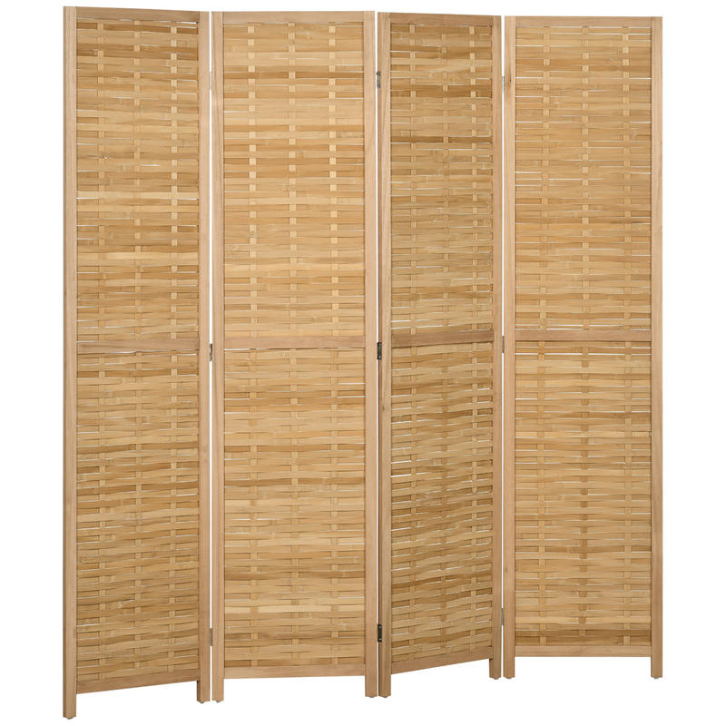 Kamerscherm – Roomdivider – Scheidingswand – Paravent – Privacy Scherm – 4-Delige Opvouwbare Bamboe Panelen – 160x170 cm Groot Formaat – Lichtgewicht en Stevig – Vrijstaand & Ruimtebesparend Design