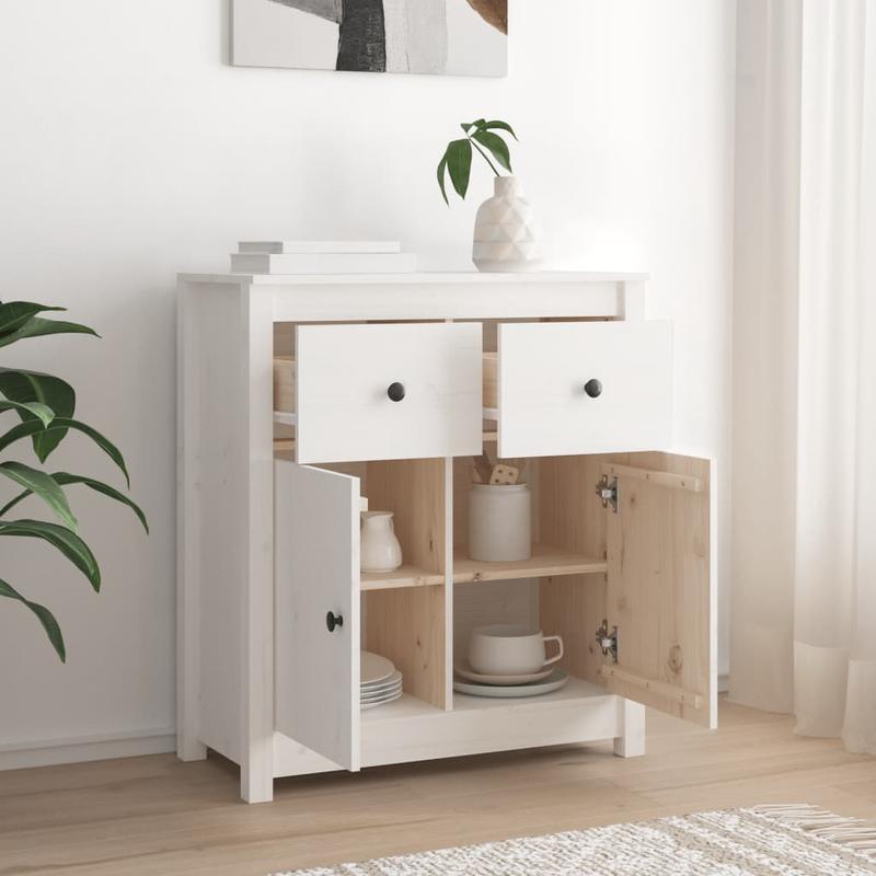White Sideboard 70x35x80cm in Solid Pine Wood Removable and durable, Console Table Formal Wood, Entryway Storage Solution, Removable Shelf Furniture, Pine Wood Sideboard, Clean Line Furniture, Quality Woodworking, Durable Woo